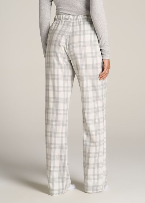 About Our Women’s Tall Flannel Pajamas You’ll never want to get out of bed when you’re wearing these women’s tall pajama pants. For years, tall women have had to settle for PJs that are way too short and fit in all the wrong places, but not anymore. You loved our classic flannel PJs and now we’re bringing you a pair with a regular fit and an open-bottom leg with all the length you need. These pajama pants have been designed exclusively for women between 5’9” and 6’6” with two different length op Cute Pyjamas Long Pants, Cute Pj Sets Pants, White Pajamas Women, Low Rise Pajama Pants, Pajama Pants Fuzzy, Cute Pajamas Pants, Cozy Pajama Set, Pj Sets Cute, Cute Pjs Pants