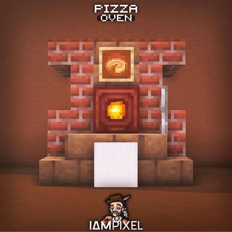 Minecraft Pizza Oven, Minecraft Oven Design, Oven Minecraft, Minecraft Oven Ideas, Minecraft Pizza Shop, Minecraft Oven, Minecraft Pizza, Minecraft Mini Builds, Minecraft Restaurant