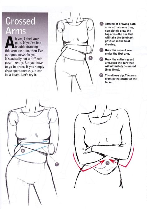 Chest Reference, Arm Drawing, Crossed Arms, Body Tips, Body Drawing Tutorial, Body Reference Drawing, Poses References, Guided Drawing, Anatomy Reference