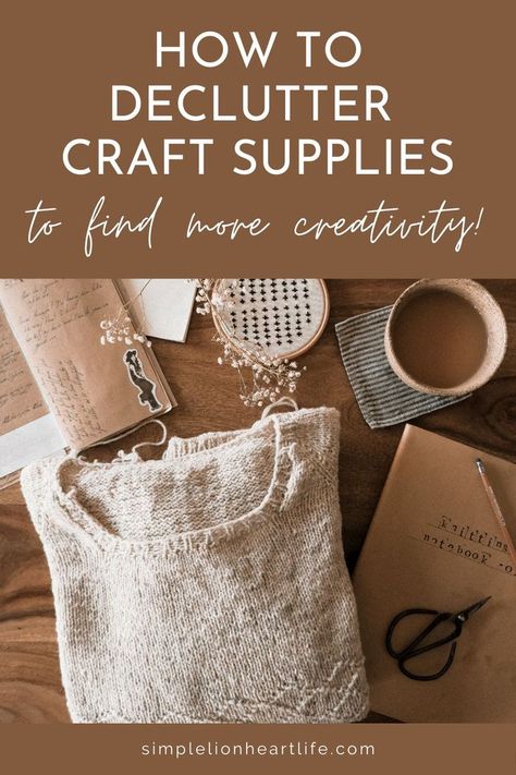 How to declutter craft supplies to find more creativity! If you’re a creative person, decluttering and simplifying your craft supplies can feel difficult. But here is a simple, step by step method to help you declutter craft supplies and find more time, space and energy to get creative! You'll learn how to declutter and organize craft supplies and keep your craft stash organized and clutter-free moving forward! #declutter #decluttering #decluttercraftsupplies #declutteringcraftsupplies Declutter Craft Supplies, Decluttering Craft Supplies, How To Organize Craft Supplies, Declutter Craft Room, Organize Sewing Supplies, Declutter List, Declutter Help, Organizing Craft Supplies, Gentle Living