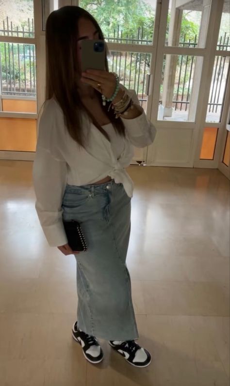 Idee Outfit Printemps, Zara Outfit 2020 Summer, Outfit Jupe En Jean, Zara Drip Outfit, Zara Outfit Summer, Outfit Ete, Outfit Jupe, Summer Modest Outfits, Outfit Printemps