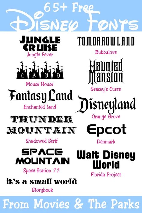 65+ Free Disney Fonts from the Movies & Parks - Your Everyday Family Disney Font, Desain Buklet, Cricut Projects Beginner, The Font, Disney Svg, Cricut Fonts, Disney Home, Cricut Craft Room, Disney Scrapbook