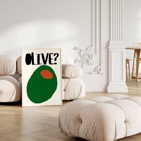 Olive Abstract Art, Olive Drawing Illustration, Olive Illustration, Olive Graphic, Olive Print, Kitchen Italian, Pop Art Food, Italian Kitchen, Art Food