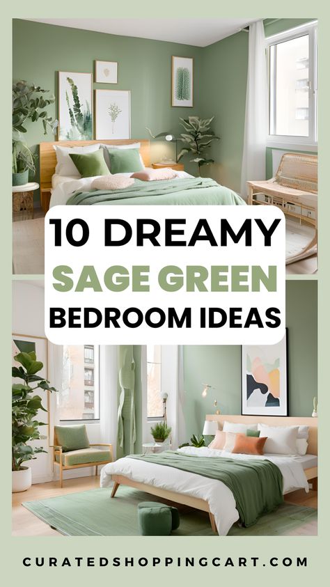 Create a dreamy sage green bedroom with our 10 inspired ideas. Explore how to use sage green walls, luxurious bedding, & stylish furniture to craft a serene retreat. Our guide includes nature-inspired decor, layered lighting, and personal touches to make your space uniquely yours. Perfect for anyone looking to enhance their bedroom decor.  sage green bedroom ideas, sage green decor, sage green bedroom, sage green bedding set, sage green room decor, sage green aesthetic, sage green bedroom decor Sage Bedroom Walls Inspiration, Green Beach Aesthetic Room, Bedroom Light Green Accent Wall, Green Natural Bedroom Ideas, Green And White Bedding Ideas, Light Sage Green Paint Bedroom, Sage Green Paint Colors Bedroom, Soft Green Bedroom Ideas, Sage Bedding Aesthetic