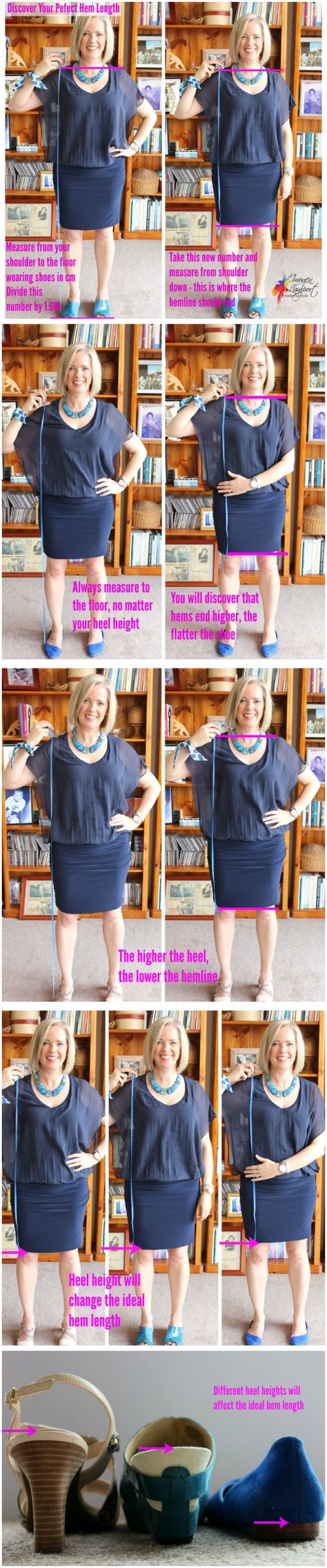 How to Find Your Ideal Skirt or Dress Hem Length.Also there's a method to find your Ideal Top and Jacket Length. Wardrobe Planning, Long Shorts, Hem Dress, How To Find, Fashion Advice, Capsule Wardrobe, Fashion Ideas, Style Guides, Style Me