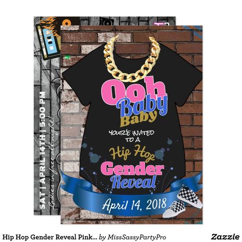 Hip Hop Birthday, Bee Gender Reveal, Surprise Baby Shower, Gender Reveal Party Theme, Gender Reveal Gifts, Gender Reveal Party Invitations, Gender Party, Blue Invitation, Gender Reveal Decorations