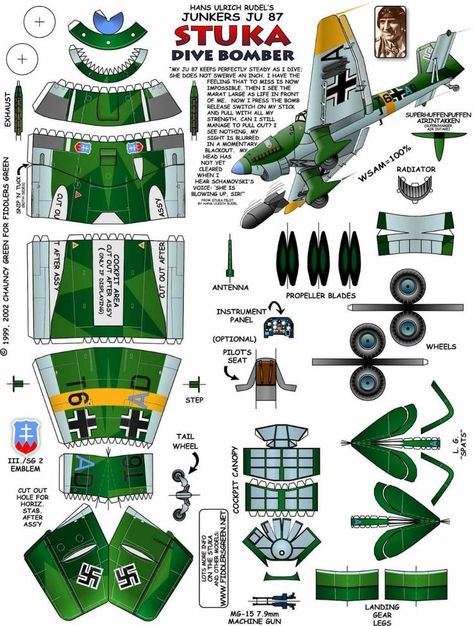 Ju 87 Stuka, Paper Aeroplane, Paper Airplane Models, Airplane Crafts, Paper Aircraft, Free Paper Models, Paper Art Sculpture, Micro Lego, Instruções Origami