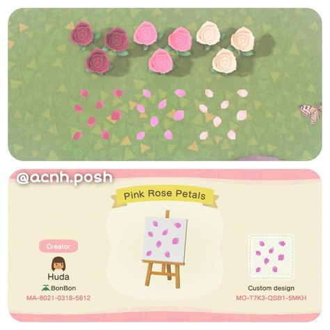 Huda 🦋 on Instagram: “Rose Petals 🌹 Check my creator code for all the rose petal colors 😊 ⠀⠀⠀⠀⠀⠀⠀⠀⠀⠀⠀⠀ ⠀⠀⠀⠀⠀⠀⠀⠀⠀⠀⠀⠀ ⠀⠀⠀⠀⠀⠀⠀⠀⠀⠀⠀⠀ ⠀⠀⠀⠀⠀⠀⠀⠀⠀⠀⠀⠀ ⠀⠀⠀⠀⠀⠀⠀⠀⠀⠀⠀⠀…” Acnh Petals Design, Acnh Paths Designs Flower Petals, Acnh Rose Design, Animal Crossing Flower Codes, Acnh Pink Flower Design, Animal Crossing Sakura Path, Mermaid Tile, Leaf Animals, Animal Crossing Characters