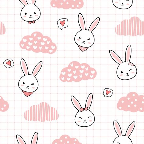 Cute rabbit bunny cartoon doodle seamless pattern Vector | Premium Download Bunnies Pictures, Bunny Cartoon, Rose Gold Texture, Cartoon Doodle, Watercolor Paper Texture, Neon Backgrounds, Cute Bunny Cartoon, Bunny Wallpaper, Rabbit Art