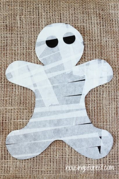 Halloween Craft For Kids ~ simple Masking Tape Mummy Halloween Craft, Halloween Crafts For Kids, Classroom Crafts, Craft For Kids, Templates Printable Free, Templates Free, Masking Tape, Halloween Crafts, Free Printable