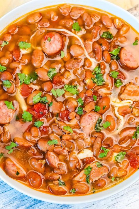 Mexican Charro Beans Crock Pot, Charro Beans Slow Cooker, Charro Beans With Chicharrones, Lupe Tortilla Charro Beans, Frijoles Charros Recipe Crock Pot, Charro Beans With Hot Dogs, Churro Beans Mexican, Charo Beans Mexican, Churro Beans