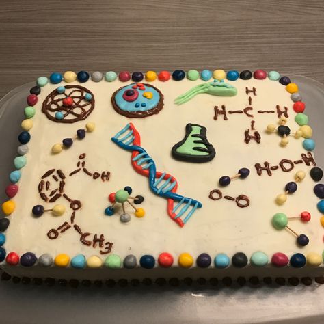 Science Inspired Birthday Cake! Biology Themed Cakes, Biology Cake Ideas, Science Cake Ideas, Biology Party, Biology Cake, Science Birthday Cake, Lab Cake, Science Cake, Science Model