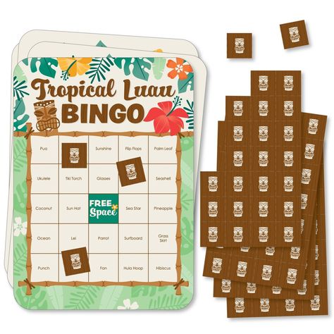 Luau Games, Beach Party Games, Hawaiian Beach Party, Easy Party Games, Luau Party Supplies, Luau Theme Party, Shape Games, Scratch Off Cards, Hawaiian Theme