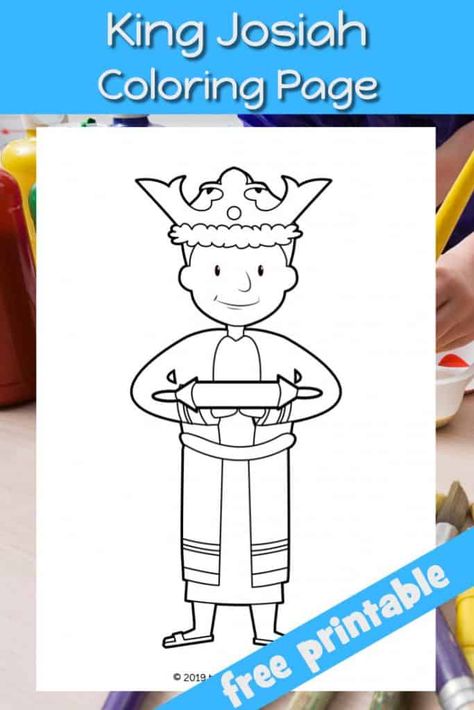 King Josiah coloring page. Use at home, church or Sunday School. Picture of the young kids with scroll. #freeprintable King Josiah Coloring Page, King Josiah Craft Sunday School, Christian Quilts, Bible Buddies, Trueway Kids, Story Crafts, King Josiah, Youth Lessons, Bible Crafts Sunday School