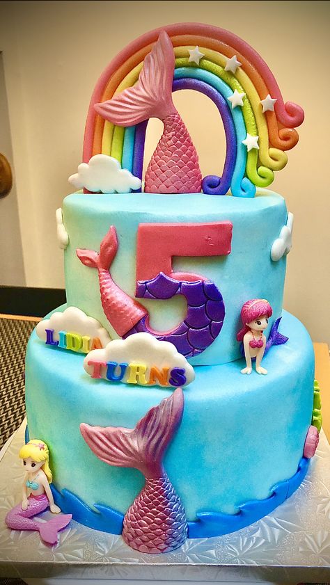 Mermaid Rainbow Party, Rainbow Mermaid Birthday Party, Rainbow Mermaid Cake, Ariel Cake, 6th Birthday Cakes, Mermaid Birthday Cakes, Unicorn Birthday Cake, Messi Photos, Rainbow Mermaid