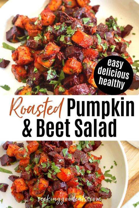 Beet And Pumpkin Salad, Roasted Pumpkin Salad, Red Beets Salad, Roast Pumpkin Salad, Carrot Salad Recipes, Easy Vegetable Side Dishes, Pumpkin Salad, Vegetable Side Dish, Beetroot Salad