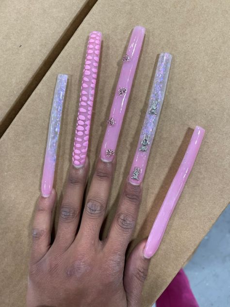 Xxl Nails, Grunge Baddie, Long Fingernails, Gel Acrylic Nails, Diy Acrylic Nails, Dope Nail Designs, Crazy Nails, Acrylic Nails Coffin Pink, Long Square Acrylic Nails