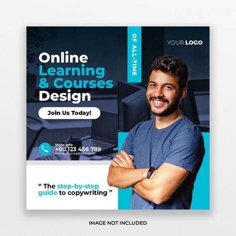 | Premium Psd #Freepik #psd #banner #flyer #business #sale Webinar Design, Social Media Course, Concept Web, Learning Web, Simple Flyer, Banner Web, Paid Social, Learning Courses, Social Engagement