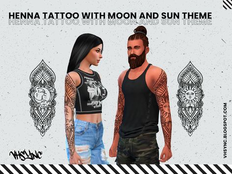 [VHSync] Henna tattoo with moon and sun theme - The Sims 4 Create a Sim - CurseForge Sims 4 Henna, Sun And Moon Sleeve Tattoo, Sun And Moon Sleeve, Moon Sleeve Tattoo, Tattoo With Moon, Sun Theme, Sims 4 Mm Cc, Skeleton Hand Tattoo, Sims 4 Mm