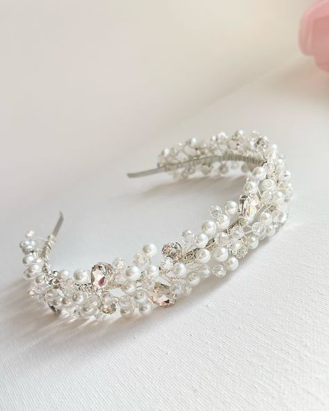 Wedding Pearl Headband, Pearl Headband Wedding, Crystal Headband, Pearl Headband, Bridal Look, Bridal Crown, Bridal Headband, Diy Hair Accessories, Pearl Wedding