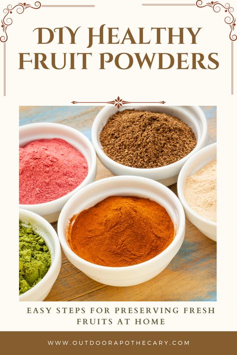 Discover how to make your own healthy fruit powders! This guide covers everything from selecting the right fruits to drying, blending, and storing them for long-lasting, nutrient-packed powders. Perfect for smoothies, baking, and flavoring dishes naturally. Save money, reduce waste, and enjoy your favorite fruits all year round! Click to learn more and start creating your fruit powders today. #HealthyRecipes #DIYFoodPreservation #FruitPowder #NaturalIngredients #HomemadeGoodness Dehydrated Fruit Powder, Diy Fruit Powder, How To Make Orange Peel Powder, How To Make Fruit Powder, Fruit Powder Recipes, Fruit Powders, Fruit Sugar, Aronia Berries, Super Greens Powder