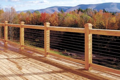 Cable Railing Diy, Cable Fencing, Reling Design, Wood Deck Railing, Deck Railing Systems, Cable Railing Deck, Stainless Steel Cable Railing, Deck Railing Design, Cable Railing Systems