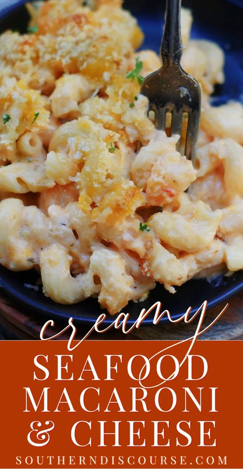 Seafood Mac And Cheese Crab Meat, Shrimp And Cheese Recipes, Mac And Cheese Recipe Seafood, Crab Mac N Cheese Recipe, Baked Crab Mac And Cheese, Seafood Mac And Cheese Recipe Shrimp And Crab, Seafood Mac N Cheese Recipe, Mac And Cheese Recipe Shrimp, Side Dishes To Go With Seafood