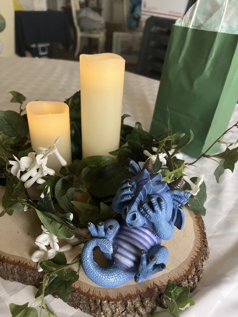 Dungeons And Dragons Baby Shower Ideas, Baby Shower Dragon Theme, Baby Dragon Baby Shower Ideas, Dragon Baby Shower Theme, Dnd Baby Shower Ideas, Dragon Themed Baby Shower Ideas, Dragon Baby Shower Ideas, Dragon Centerpiece, Outdoorsy Baby Shower