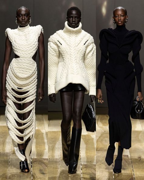 Knit Haute Couture, Knitwear Fashion Runway, Avant Garde Knitwear, Knit High Fashion, High Fashion Knitwear, Knitwear Couture, Mcqueen Knitwear, Couture Knitwear, Knitwear Runway