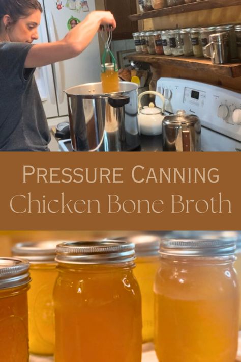 Pressure canning chicken bone broth for your shelves at home is simple and a perfect starting project. There are two pressure canners I recommend for different reasons, come see which one is right for you! Can Chicken Broth, Canning Chicken, Homemade Chicken Broth, Make Chicken Broth, Chicken Broth Recipes, Pressure Canning Recipes, Homemade Bone Broth, Home Canning Recipes, Can Chicken