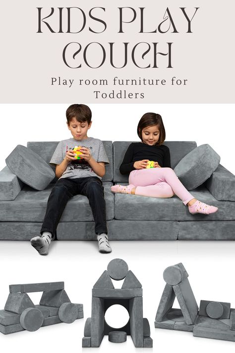 Bedroom And Playroom, Play Couch, Kids Couch, Velvet Room, Modular Couch, Playroom Furniture, Couch Cushions, Baby Time, Kids Corner