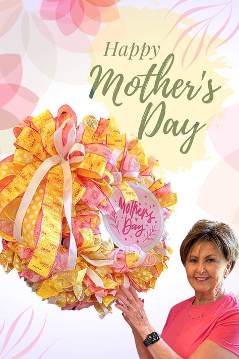 deco mesh ruffle wreath with mother's day sign White Mesh Wreath, Lantern Ideas, Mothers Day Wreath, Metal Wreath, Trendy Tree, Chenille Stems, Mother's Day Diy, Wreath Forms, Floral Wire