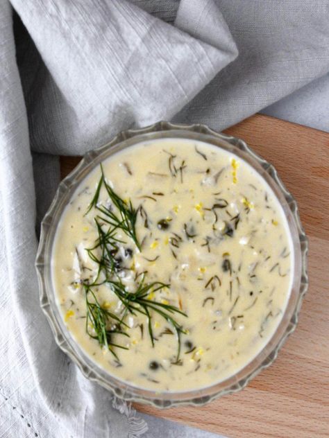 The Best Creamy Lemon Dill Sauce Recipe - ririsgreekeats.com Lemon Dill Butter, Creamy Lemon Dill Sauce, Sauce For Seafood, Dill Sauce Recipe, Dill Butter, Dill Cream Sauce, Sauce For Vegetables, Butter Cream Sauce, Greek Sauce