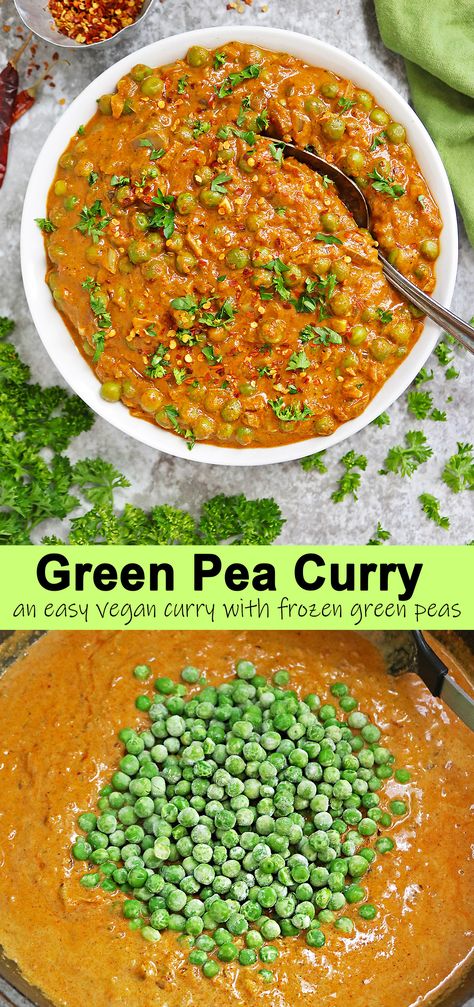 Peas Recipe Indian, Green Peas Curry, Easy Vegan Curry, Pea Curry, Autumn Side Dishes, Atlanta Food, Make Ahead Appetizers, Healthy Appetizer Recipes, Vegan Side Dishes