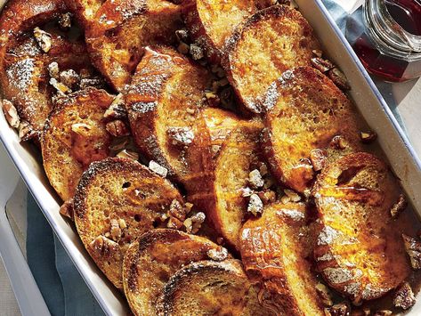 Our Most Gorgeous Recipes of the Year, According to Instagram - MyRecipes Thanksgiving Brunch Recipes, Vanilla French Toast, Overnight French Toast Casserole, Bourbon Maple Syrup, Thanksgiving Brunch, French Toast Casserole Overnight, Overnight French Toast, Brunch Casserole, Instagram Recipes