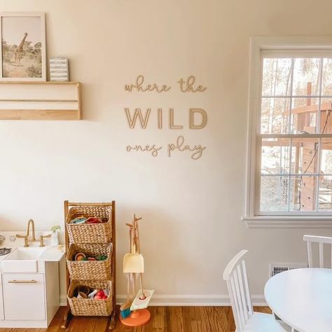 Playroom Wall Decor, 24" XL Where The Wild Ones Play Nursery Sign Wooden Wall Art Decoration for Kids Toddler Room Decor Boys and Girls Home Bedroom Word Sign (Wood - Natual Color) Where The Wild Ones Play, Playroom Quotes, Dream Playroom, Kids Room Quotes, Room Decor Boys, Room Quotes, Toddler Boy Room Decor, Girls Home, Playroom Signs