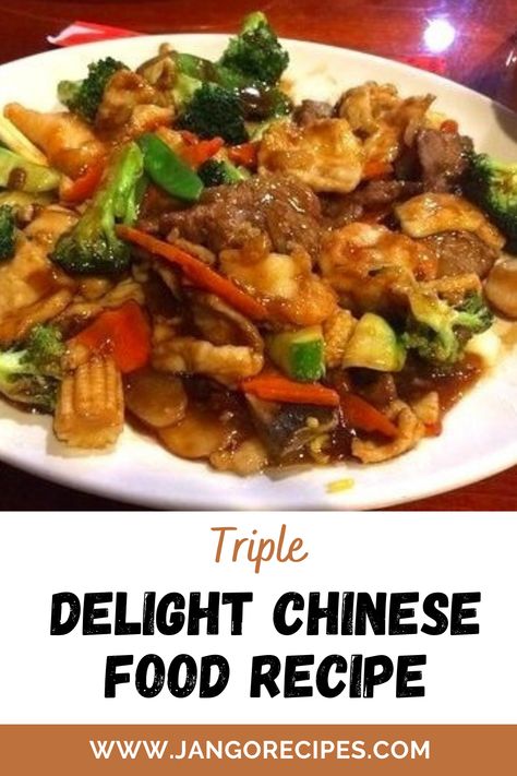 In this blog, I will share with you a Triple Delight Chinese Food Recipe that is extremely delicious. Four Seasons Chinese Food, Happy Family Chinese Recipe, Triple Delight Chinese Recipe, Chinese Dishes Traditional, Authentic Chinese Food, Real Chinese Food, Chinese Meals, Chinese Chicken Salad Recipe, Healthy Chinese Recipes