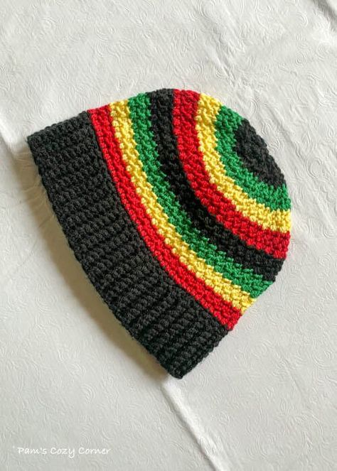 Crochet Cat Beanie Free Pattern, Crochet Rasta Hat, Marley Crochet, Crochet Bob, Boho Bag Pattern, Rasta Hat, Men's Beanie, Diy Tricot, Corner Crochet