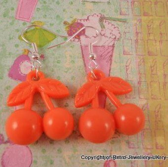 plastic orange kitsch earrings Kitsch Earrings, Kitsch, Orange