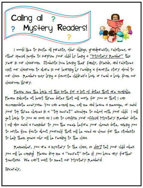 Mystery Readers: MUST do this during National Reading Week, great way to get the community involved. Classroom Mystery Reader, Reading Week Ideas, Kindergarten Parent, Kindergarten Printables, Student Humor, Parent Communication, Teacher Technology, It's A Secret, Math Videos