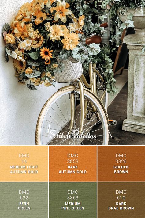 Gold Pallette Colour Palettes, Yellow Fall Color Palette, Harvest Gold Color Palette, Stitch Color Pallete, Fern Color Palette, Color Palette Brown Green, Goldenrod Color Palette, Golden Yellow Color Palette, Autumn Muted Color Palette