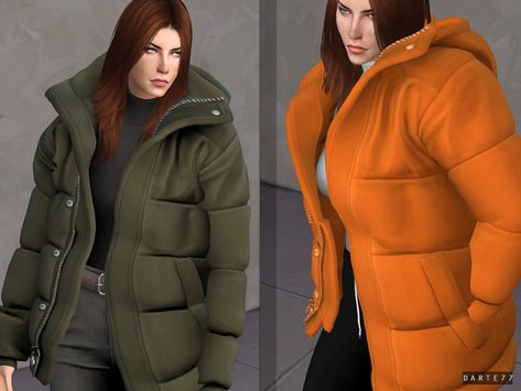 Sims 4 Cc Clothes Jackets Accessories, Fem Clothes, Sims Accessories, Sims Outfits, Sims 4 Couple Poses, Mod Jacket, Sims Houses, Oversized Puffer Jacket, Tumblr Sims 4