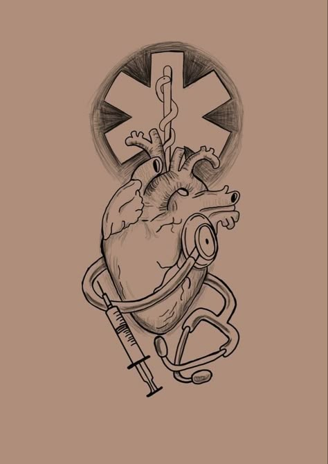 Stethoscope Drawing, Heart Drawing Ideas, Romantic Sketches, Nurse Drawing, Ems Tattoos, Medical Artwork, Doctor Tattoo, Medical Drawings, Doctor Drawing