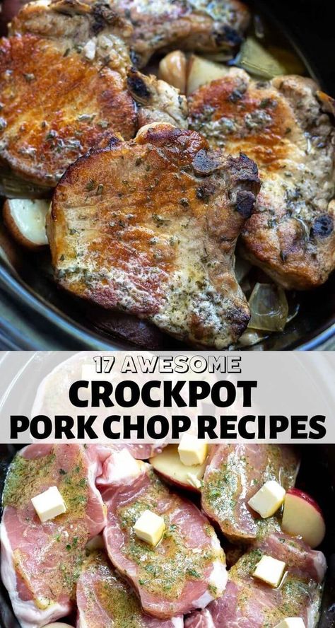 These Slow Cooker Pork Chops Recipes make dinner a breeze. There are so many ways to make pork chops in your slow cooker. Crockpot Pork Chops will be a new family favorite meal. Ranch Pork Chops And Potatoes, Crockpot Ranch Pork Chops, Baked Bbq Pork Chops, Slow Cooker Pork Chops Recipes, Ranch Pork Chops Crock Pot, Pork Crockpot Recipes, Pork Chop Recipes Crockpot, Slow Cooker Recipes Pork, Pork Chops And Potatoes