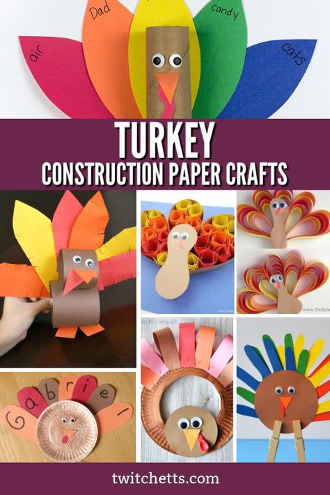 Thanksgiving Crafts With Construction Paper, Construction Paper Crafts Preschool, Construction Paper Turkeys, Turkey Hand Crafts For Kids, Turkey Kids Crafts Ideas, Thanksgiving Construction Paper Crafts, Thanksgiving Crafts For Kids Easy Diy, Hand Turkey Craft Kids, Paper Turkey Crafts