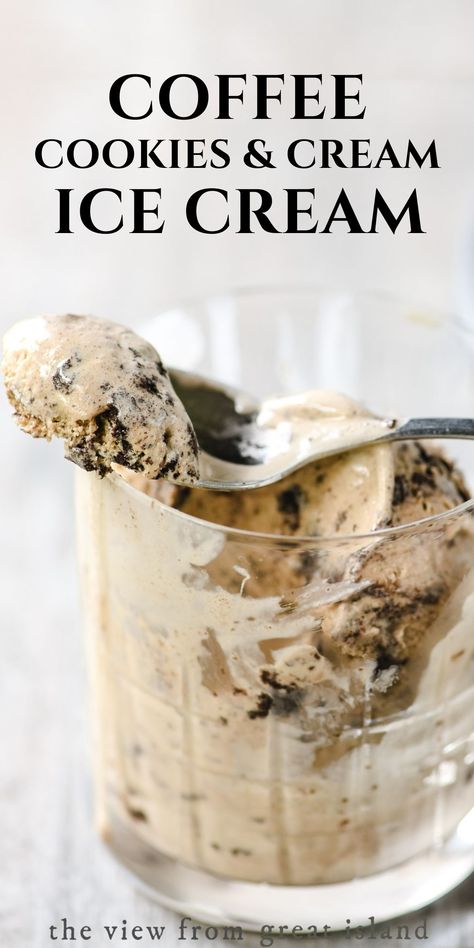 Coffee cookies and cream ice cream takes two favorite flavors and combines them into summer's best dessert ever. We'll take a double scoop! Best Dessert Ever, Cookies And Cream Ice Cream, Easy Custard, Ice Cream Maker Recipes, Making Homemade Ice Cream, Ice Cream Mixture, Cream Ice Cream, Ice Cream Ingredients, Easy Ice Cream