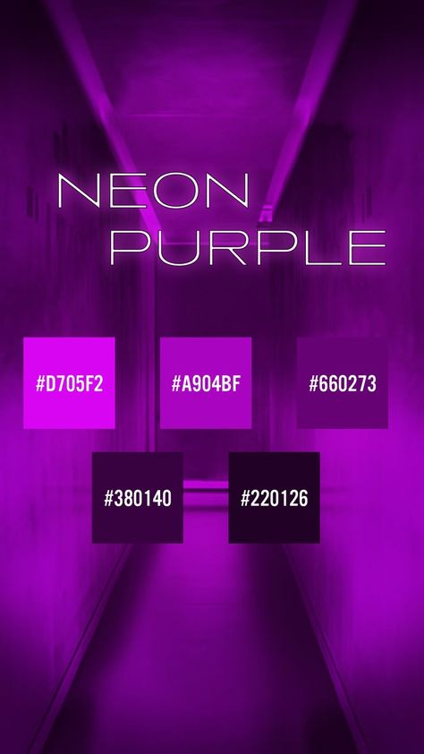 Color Palette: Neon Purple Color Palette Neon, Dark Purple Color Palette, Neon Colour Palette, Purple Palette, Purple Neon, Purple Color Palettes, Deep Winter, Neon Purple, Mad Scientist