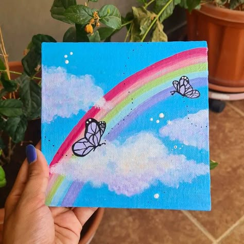 Gnome Activities, Scenary Paintings Aesthetic, Square Painting Ideas, Paint For Canvas, Butterfly Wall Art Diy, Kids Canvas Art, Draw Painting, Pinterest Art, Painting Aesthetic