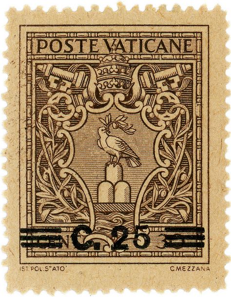 c1940-Vatican City postage stamp: Arms of Pope Prius XII | Flickr - Photo Sharing! Old Post Stamp, Post Stamp Vintage, Pius Xii, طوابع بريد, Postage Stamp Design, Postcard Stamps, Old Stamps, Rare Stamps, Postage Stamp Art