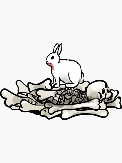 Monty Python Rabbit, Pile Of Bones, Rabbit Of Caerbannog, White Rabbit Tattoo, Rabbit Jumping, Pet Market, Funny Rabbit, Sticker Graphic, Rabbit Tattoos